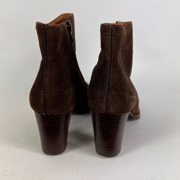 L. L. Bean ankle heeled booties women's size 7 brown suede minimalist boots - Picture 7 of 11